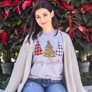 Merry Christmas Trees Holiday Cute Graphic Tee